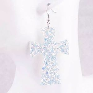 Cross Lightweight Sparkly Glitter Earrings